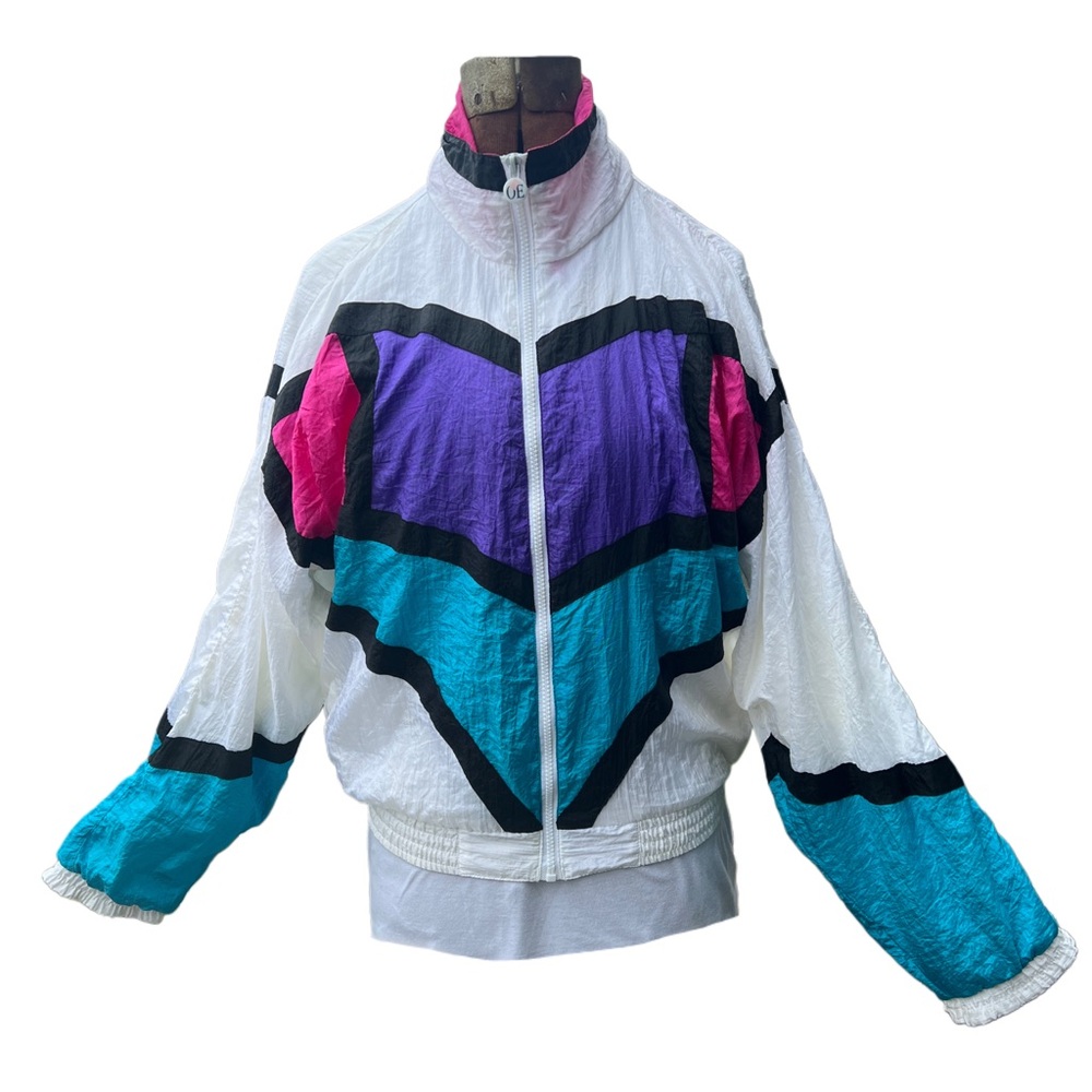 90’s Olympic Exposure Chevron Windbreaker Jacket size medium